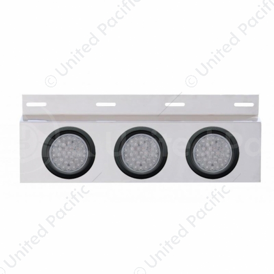 Stainless Top Mud Flap Plate With 3X 36 LED 4" Lights & Grommets - Red LED/Clear Lens (Each)