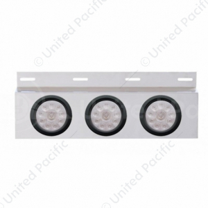 Stainless Top Mud Flap Plate With 3X 10 LED 4" Lights & Grommets (Each)