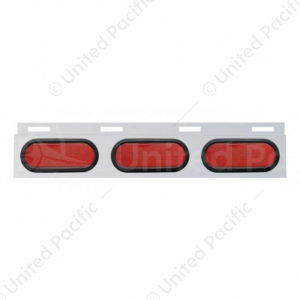 Stainless Top Mud Flap Plate With 3X 19 LED 6" Oval Lights & Grommets (Each)