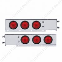 3-3/4" Bolt Pattern SS Spring Loaded Bar With 6X 4" 10 LED Lights -Red LED & Lens (Pair)