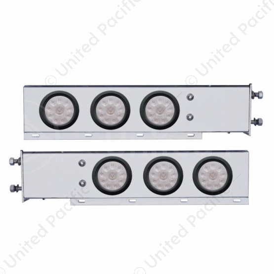 2.5" Bolt Pattern SS Spring Loaded Bar With 6X 4" 10 LED Lights -Red LED/Clear Lens (Pair)