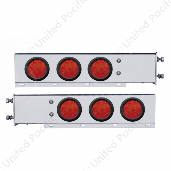 2.5" Bolt Pattern SS Spring Loaded Bar With 6X 4" 7 LED Lights -Red LED & Lens (Pair)