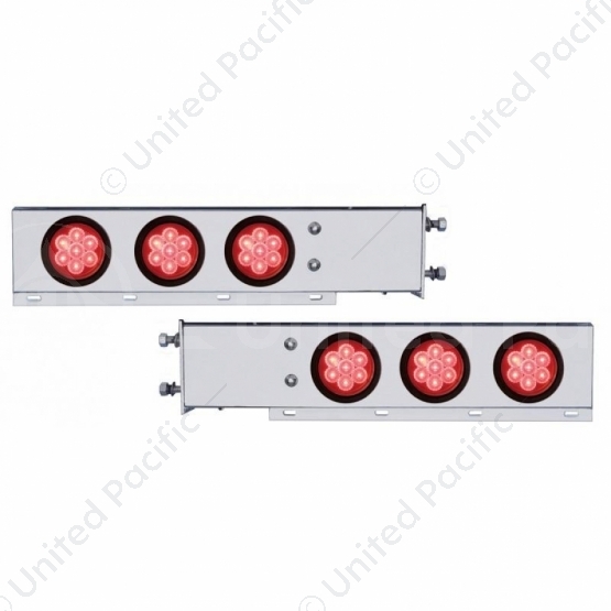 3-3/4" Bolt Pattern Deluxe SS Spring Loaded Bar W/6X 7 Red LED 4" Reflector Light -Red Lens (Pair)