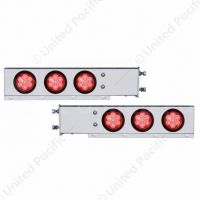 3-3/4" Bolt Pattern Deluxe SS Spring Loaded Bar W/6X 7 Red LED 4" Reflector Light -Red Lens (Pair)