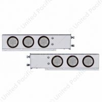 3-3/4" Bolt Pattern Deluxe SS Spring Loaded Bar W/6X 7 Red LED 4" Reflector Light -Clear Lens (Pair)