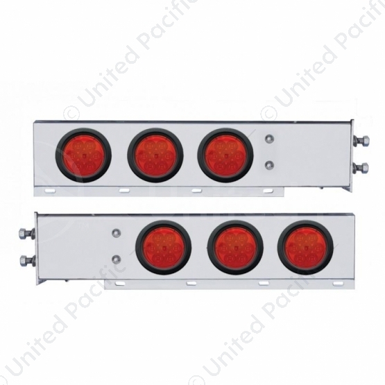 2.5" Bolt Pattern Chrome Spring Loaded Bar W/6X 4" 7 LED Lights -Red LED & Lens (Pair)