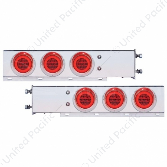 3-3/4" Bolt Pattern SS Spring Loaded Bar With 6X 21 LED 4" GloLight & Visors -Red LED & Lens (Pair)