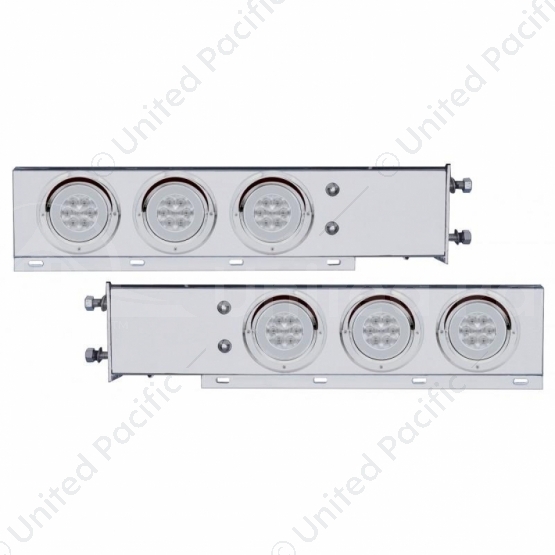 3-3/4" Bolt Pattern SS Spring Loaded Bar With 6X 21 LED 4" GloLight & Visors -Red LED/Clear Lens (Pa