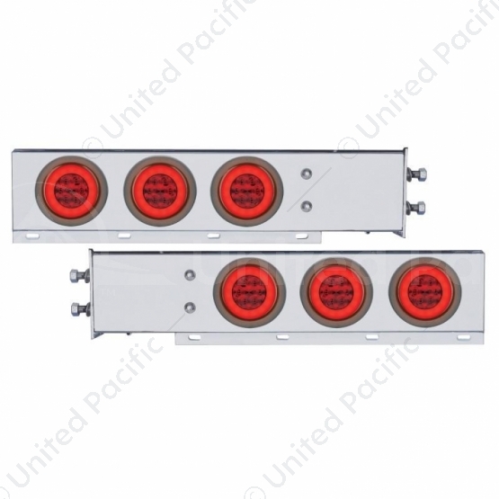 2.5" Bolt Pattern SS Spring Loaded Bar With 6X 21 LED 4" GloLight -Red LED & Lens (Pair)