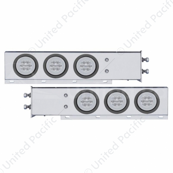 2.5" Bolt Pattern SS Spring Loaded Bar With 6X 21 LED 4" GloLight -Red LED/Clear Lens (Pair)