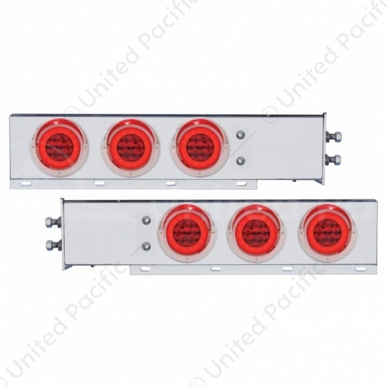 2" Bolt Pattern SS Spring Loaded Bar With 6X 21 LED 4" GloLight & Visors -Red LED & Lens (Pair)
