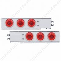 2" Bolt Pattern SS Spring Loaded Bar With 6X 21 LED 4" GloLight & Visors -Red LED & Lens (Pair)