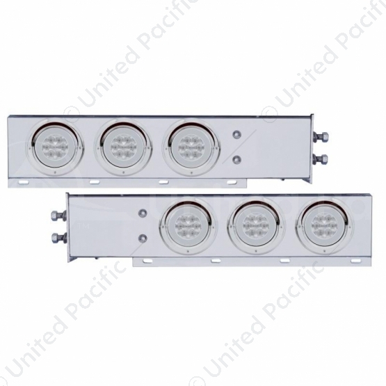 2" Bolt Pattern SS Spring Loaded Bar With 6X 21 LED 4" GloLight & Visors -Red LED/Clear Lens (Pair)