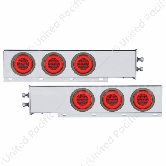 2" Bolt Pattern SS Spring Loaded Bar With 6X 21 LED 4" GloLight -Red LED & Lens (Pair)