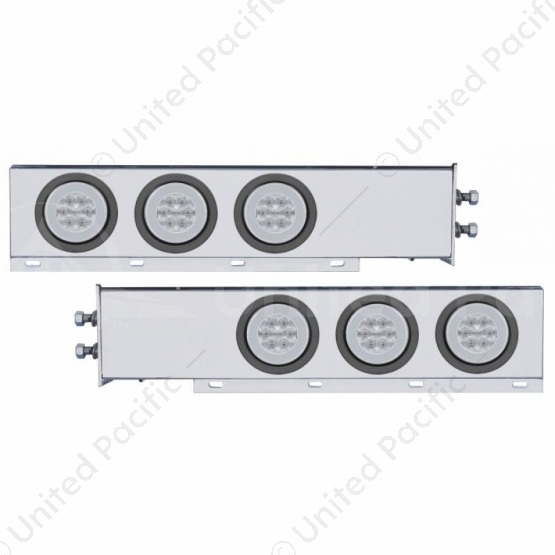 2" Bolt Pattern SS Spring Loaded Bar With 6X 21 LED 4" GloLight -Red LED/Clear Lens (Pair)