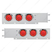 3-3/4" Bolt Pattern Deluxe SS Spring Loaded Bar W/6X 21 Red LED 4" GloLight & Visors -Red Lens (Pair