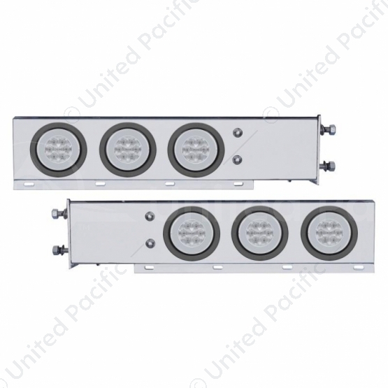 3-3/4" Bolt Pattern Deluxe SS Spring Loaded Bar W/6X 21 Red LED 4" GloLight -Clear Lens (Pair)