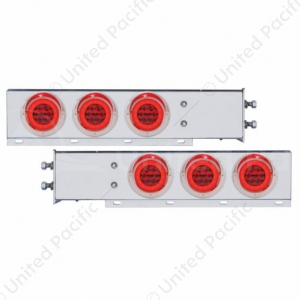 2-1/2" Bolt Pattern Chrome Spring Loaded Rear Light Bar With 6X 21 LED 4" GloLight (Pair)