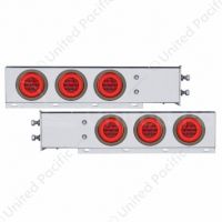 2-1/2" Bolt Pattern Chrome Spring Loaded Rear Bar W/6X 21 Red LED 4" GloLight & Grommet-Red Lens (Pa