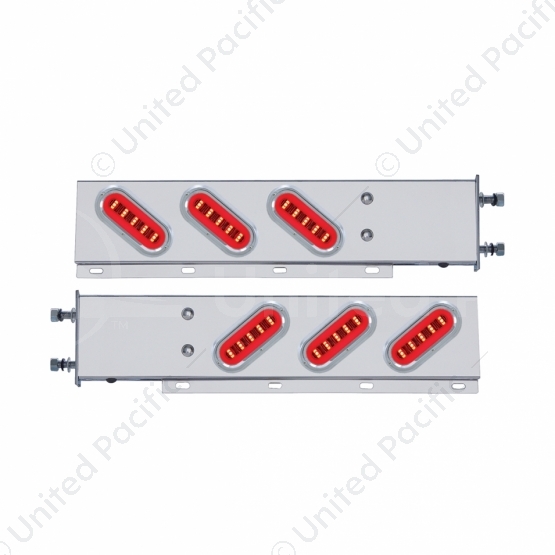 3-3/4" Bolt Pattern SS Spring Loaded Bar With 6X 22 Red LED 6" Oval GloLight & Visor -Clear Lens (Pa