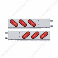3-3/4" Bolt Pattern SS Spring Loaded Bar With 6X 22 Red LED 6" Oval GloLight & Grommet -Red Lens (Pa