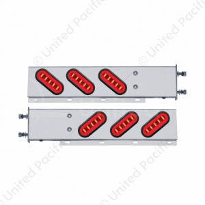 3-3/4" Bolt Pattern Stainless Spring Loaded Light Bar With 6X 22 LED 6" Oval GloLight (Pair)