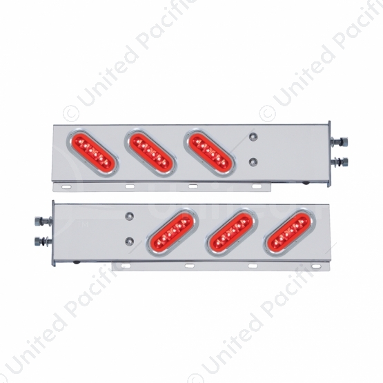 2.5" Bolt Pattern SS Spring Loaded Bar With 6X 22 Red LED 6" Oval GloLight & Visor -Red Lens (Pair)