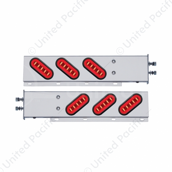 2.5" Bolt Pattern SS Spring Loaded Bar With 6X 22 Red LED 6" Oval GloLight & Grommet -Clear Lens (Pa
