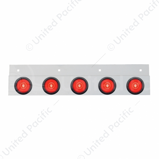 Stainless Top Mud Flap Bracket With 5X 6 LED 2" GloLight & Grommets - Red LED/Red Lens (Each)