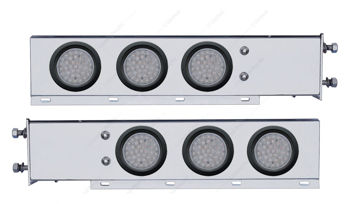 2.5" Bolt Pattern SS Spring Loaded Bar With 6X 36 LED 4" Lights -Red LED/Clear Lens (Pair)