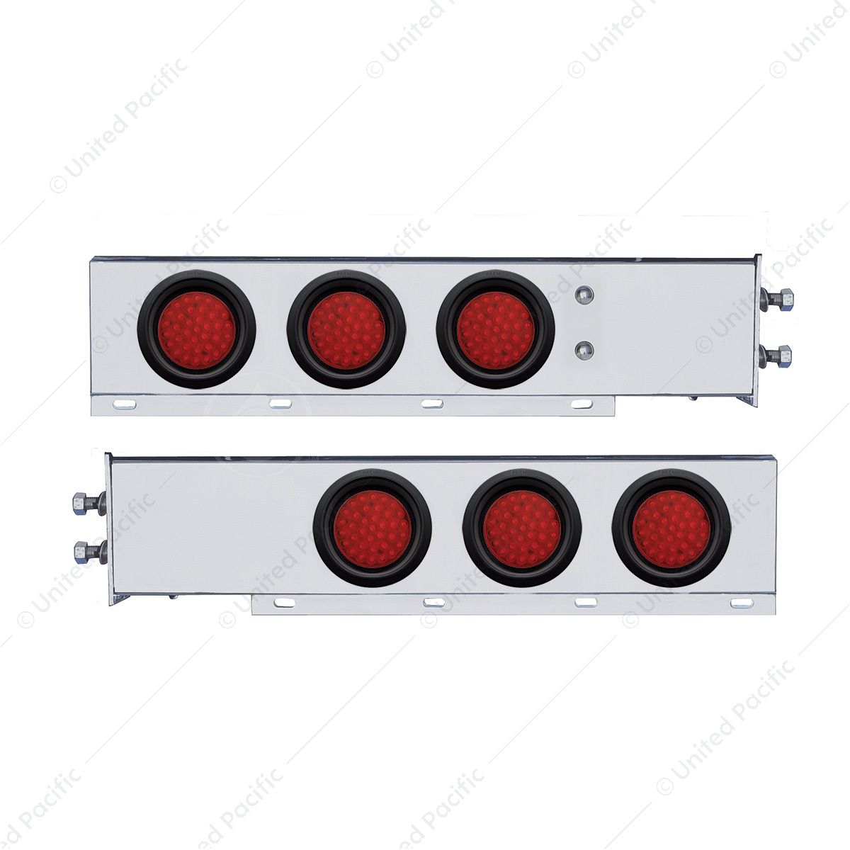 2" Bolt Pattern SS Spring Loaded Bar With 6X 36 LED 4" Lights -Red LED & Lens (Pair)