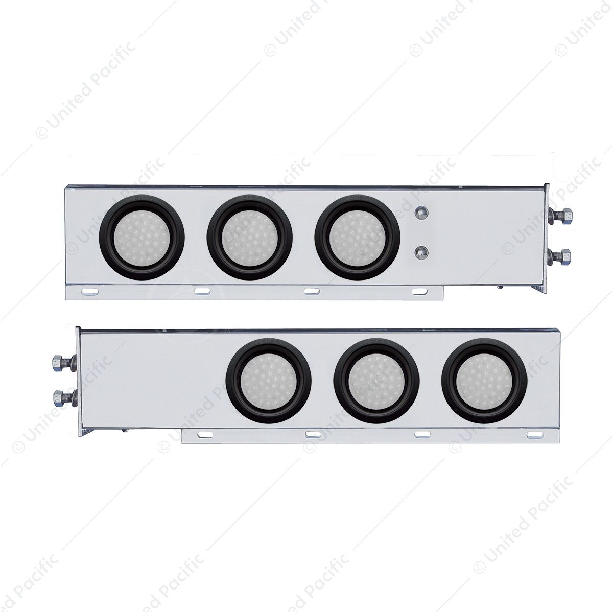 2" Bolt Pattern SS Spring Loaded Bar With 6X 36 LED 4" Lights -Red LED/Clear Lens (Pair)