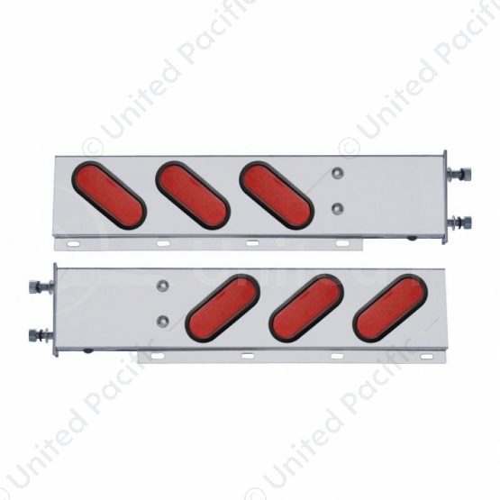 3-3/4" Bolt Pattern SS Spring Loaded Bar With 6" Oval 19 LED Lights -Red LED & Lens (Pair)