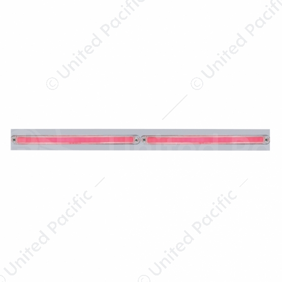 Chrome Top Mud Flap Plate With Two 24 LED 12" GloLight Bars - Red LED/Clear Lens (Each)