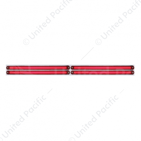 Chrome Top Mud Flap Plate With Four 24 LED 12" GloLight Bars - Red LED/Red Lens (Each)