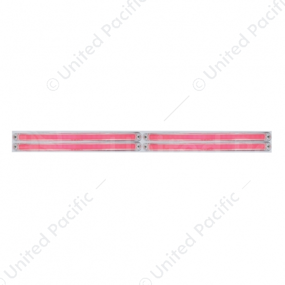 Chrome Top Mud Flap Plate With Four 24 LED 12" GloLight Bars - Red LED/Clear Lens (Each)