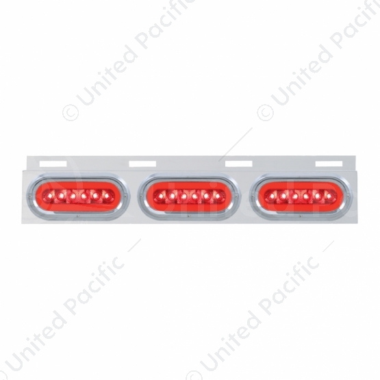 Stainless Top Mud Flap Bracket With 3X 22 LED 6" Oval GloLight & Visors - Red LED/Red Lens (Each)
