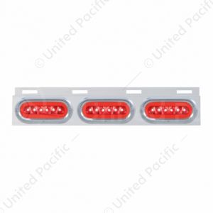 Stainless Top Mud Flap Bracket With 3X 22 LED 6" Oval GloLight & Visors - Red LED/Red Lens (Each)
