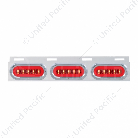 Stainless Top Mud Flap Bracket With 3X 22 LED 6" Oval GloLight & Visors - Red LED/Clear Lens (Each)