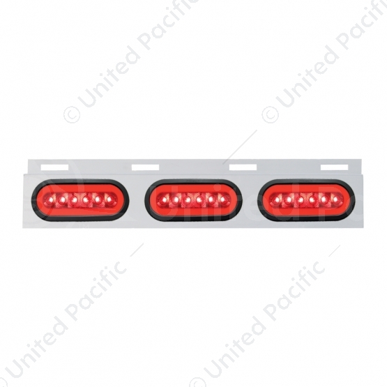 Stainless Top Mud Flap Bracket With 3X 22 LED 6" Oval GloLight & Grommets - Red LED/Red Lens (Each)