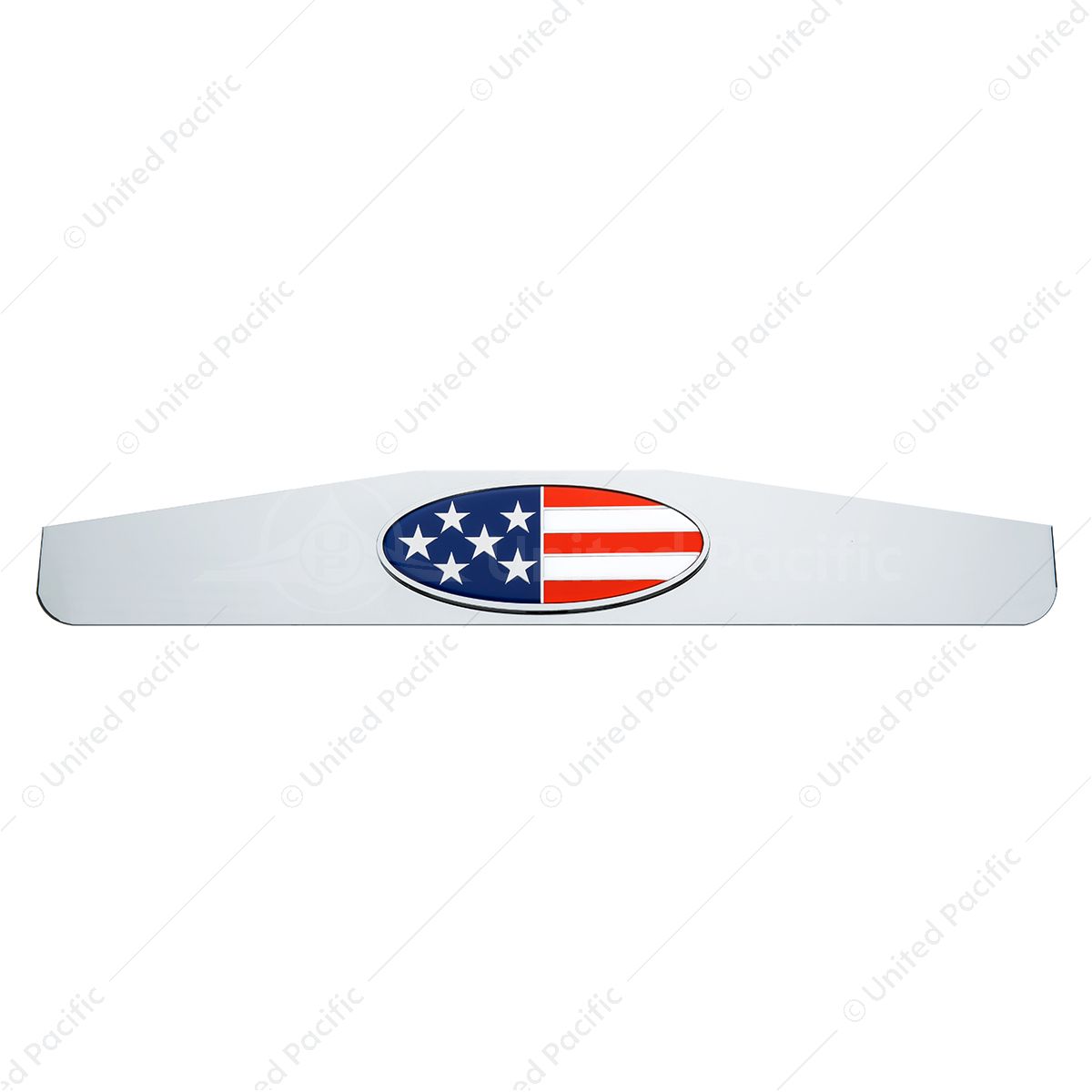 4" x 24" Chrome Bottom Mud Flap Weight With Oval USA Flag Emblem