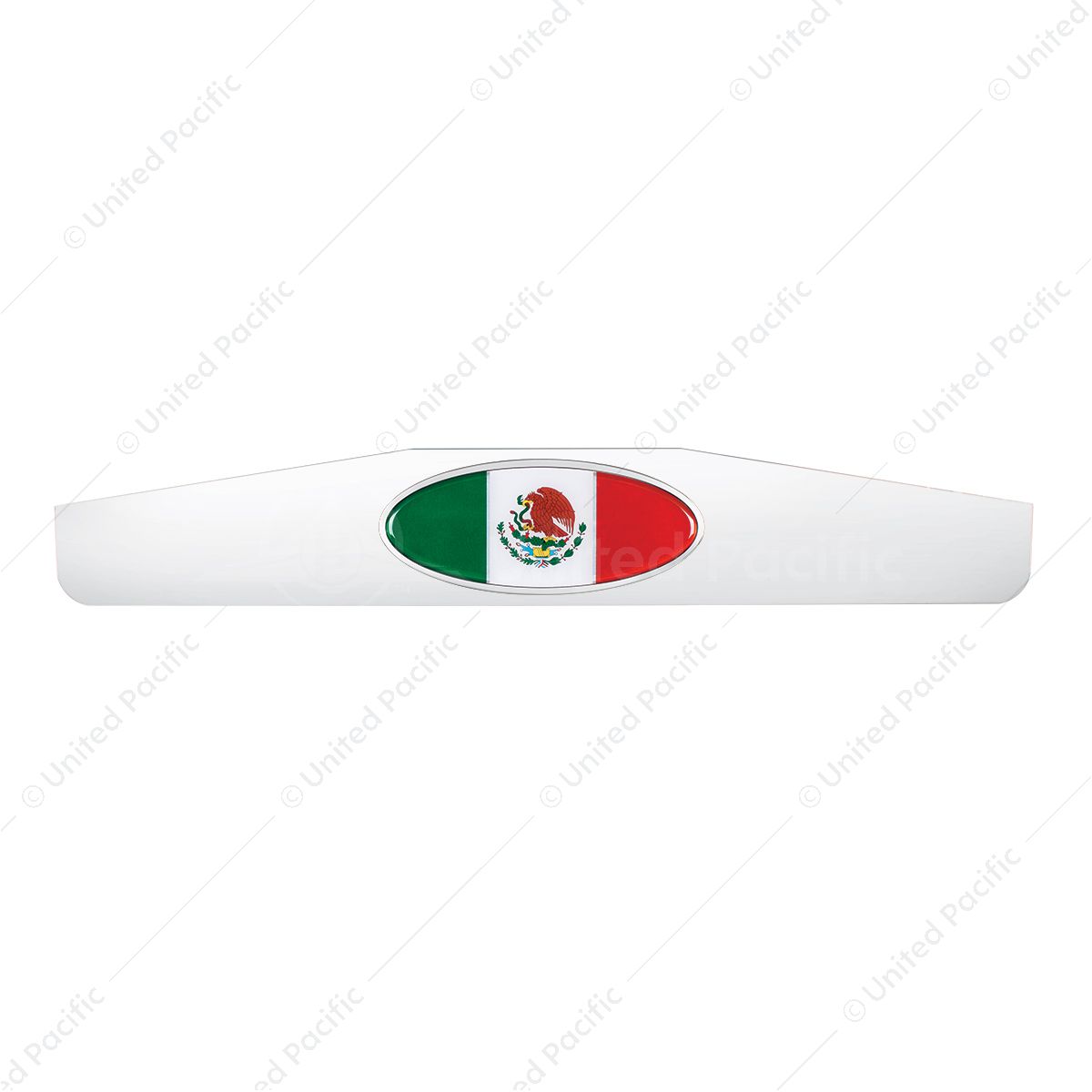 4" x 24" Chrome Bottom Mud Flap Weight With Oval Mexico Flag Emblem