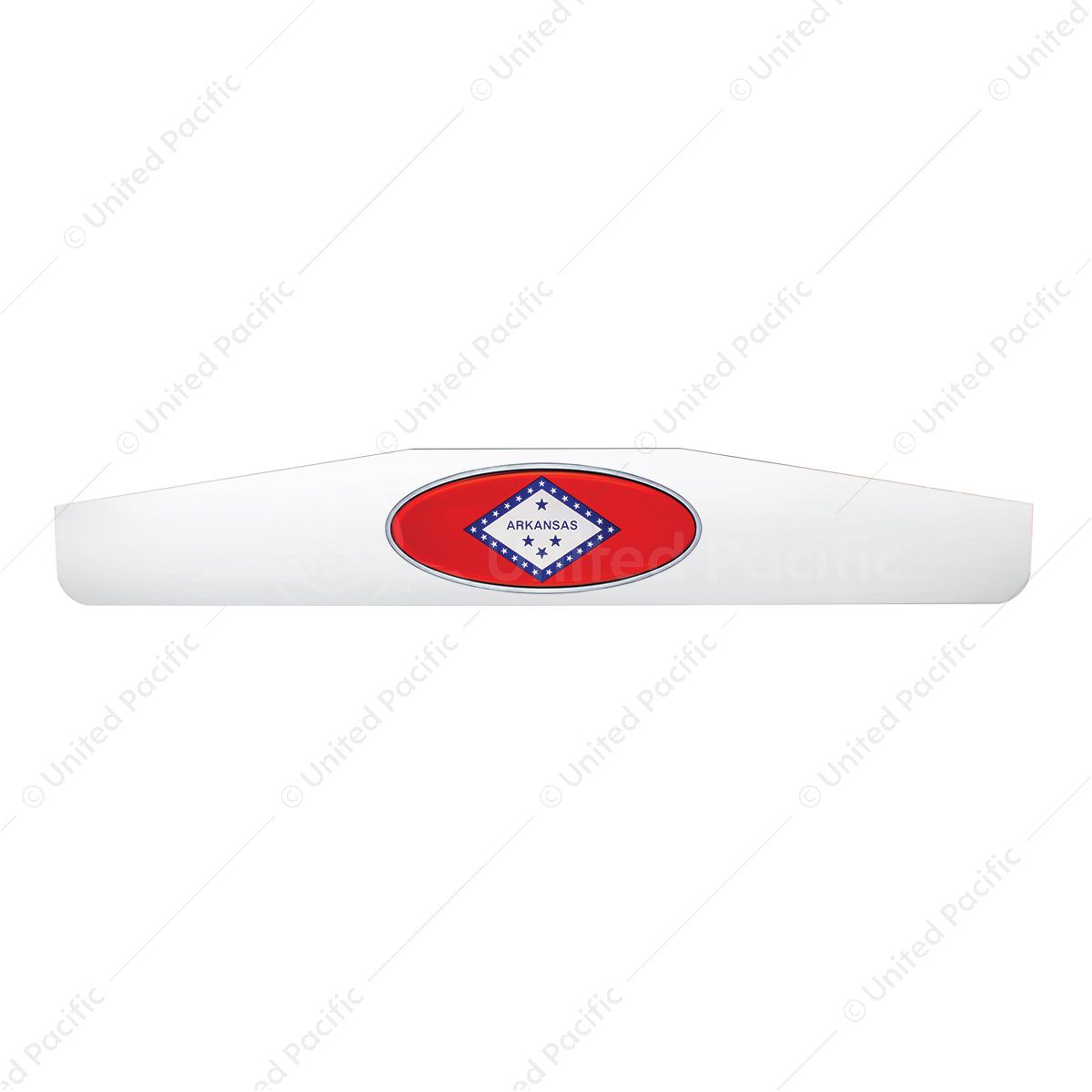 4" X 24" Chrome Bottom Mud Flap Weight With Oval Arkansas Flag Emblem