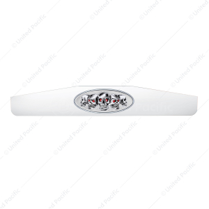 4" X 24" Chrome Bottom Mud Flap Weight With Oval Chrome Skull Emblem