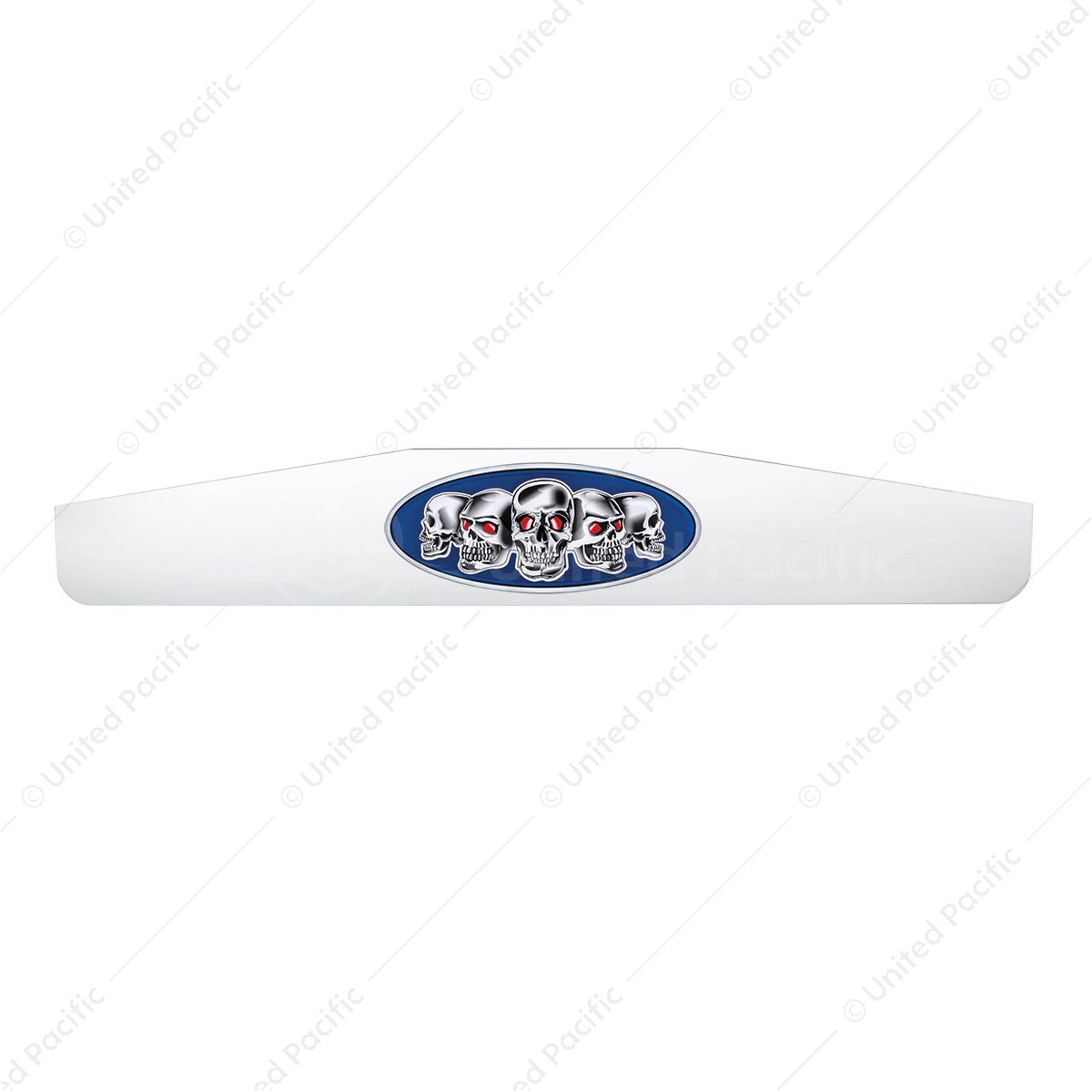 4" X 24" Chrome Bottom Mud Flap Weight With Oval Blue Skull Emblem