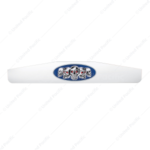 4" X 24" Chrome Bottom Mud Flap Weight With Oval Blue Skull Emblem