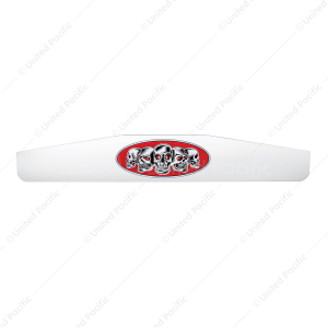 4" X 24" Chrome Bottom Mud Flap Weight With Oval Red Skull Emblem