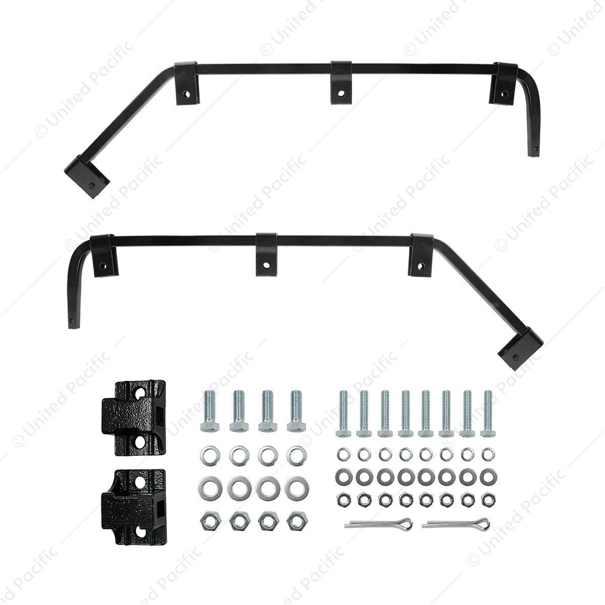 Black Angled Mud Flap Hangers With Mounting Hardware - No Coil (Pair)