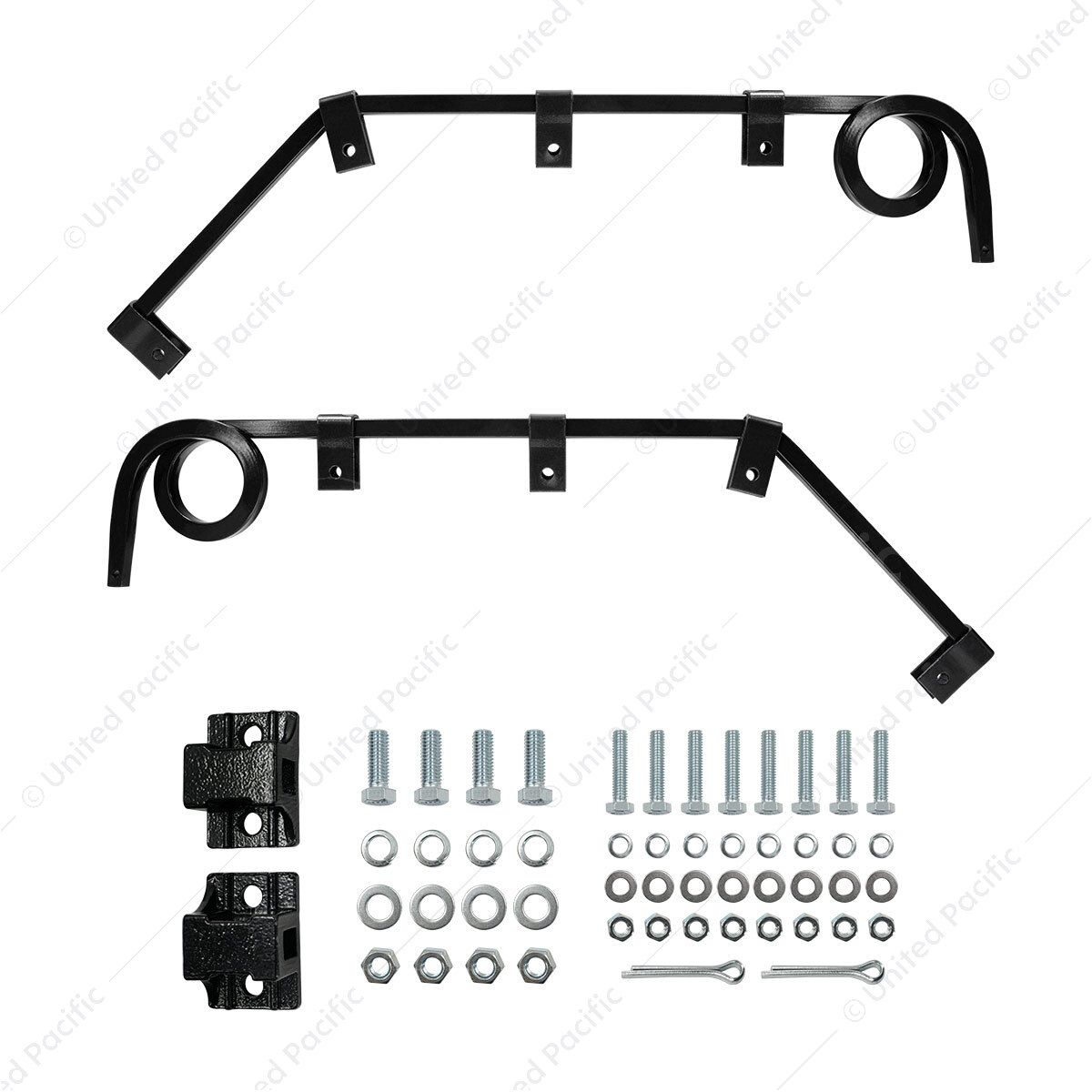 Black Angled Mud Flap Hangers With Mounting Hardware- 1 Coil (Pair)