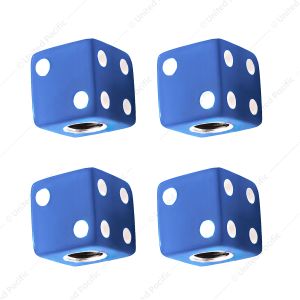 Blue Dice Valve Caps With White Dots (Set of 4)